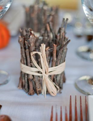 centrotavola con legno e rami